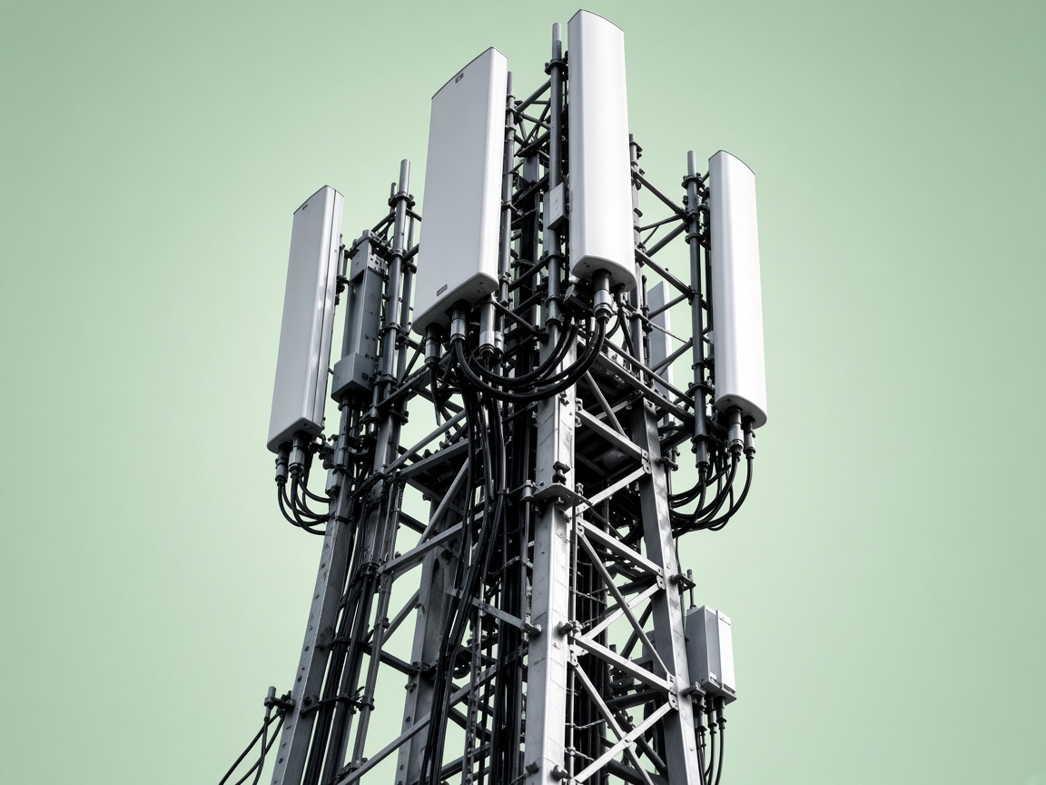 Telecom tower with 5G sector antennas — VividOptics RF infrastructure